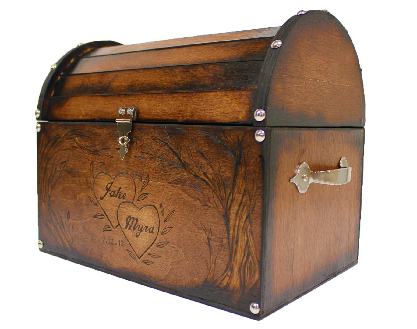 Rust Tree Design Wedding Card Rustic Chest Box CUSTOM