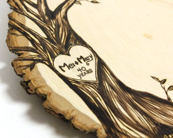 Anniversary Design: Wood slice rustic theme guest books. Personalized