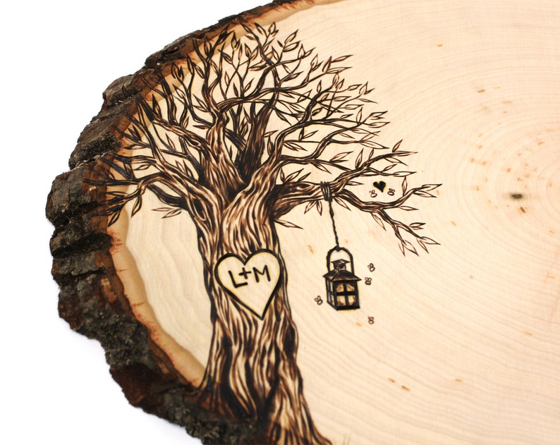 Country Mason Jar/Lantern Design: Wood slice rustic theme wedding guest books. Personalized image 1