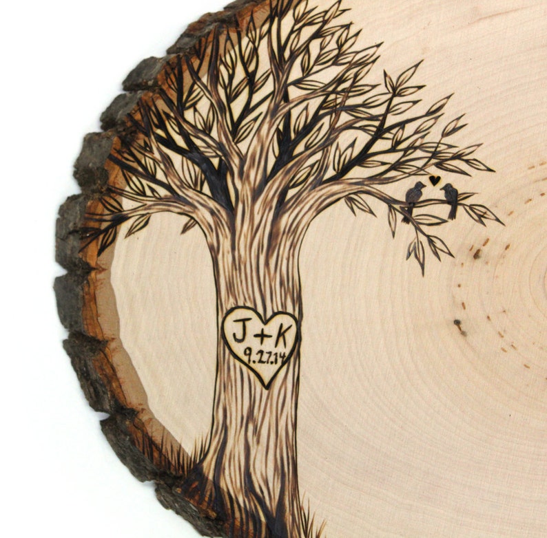 Original Design: Wood slice rustic theme wedding guest books. Personalized image 2