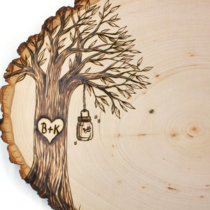 Country Mason Jar/Lantern Design: Wood slice rustic theme wedding guest books. Personalized image 2