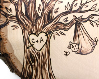 Blanket Baby Design: Rustic tree wood slice baby shower birthday guest book