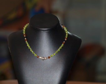 Multi Color Glass and Sterling Silver Necklace