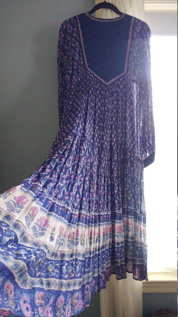 Vintage 70's Boho Hippie Indian Block Print Festiv