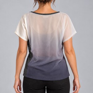BOAY Graphite Fade | Camiseta Patchwork con Degradado Gris | Relaxed Silk Cotton Tee | Hecho a Mano en Barcelona
