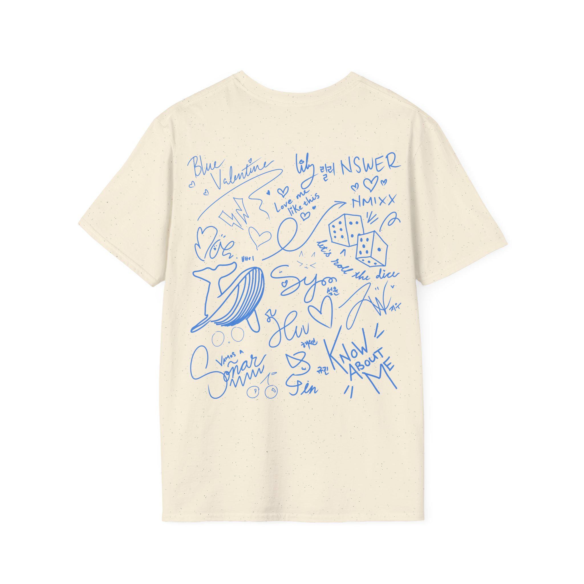 NMIXX Coded Sketch-style T-shirt | Doodle Back Print Tee - Etsy
