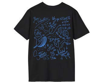NMIXX　直筆サイン入り　Tシャツ NMIXX Coded Sketch-style T-shirt | Doodle Back Print Tee - Etsy