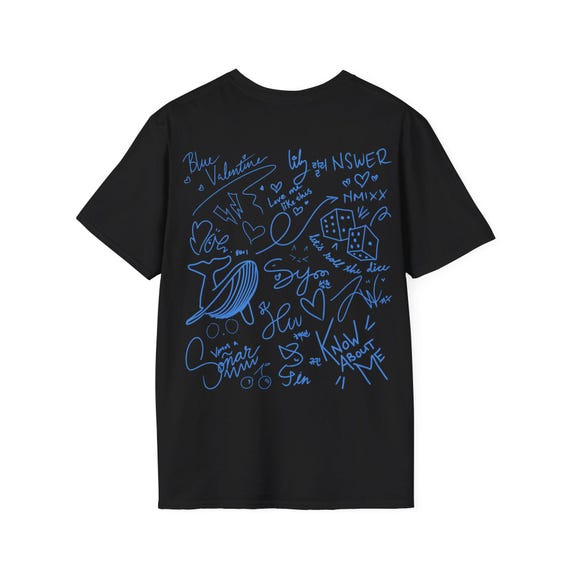 NMIXX Coded Sketch-style T-shirt | Doodle Back Print Tee - Etsy