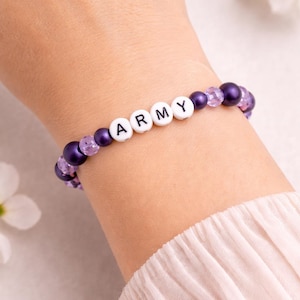BTS ARMY Bracelet: Customizable Initials. Concerts. Arirang World Tour 2026.
