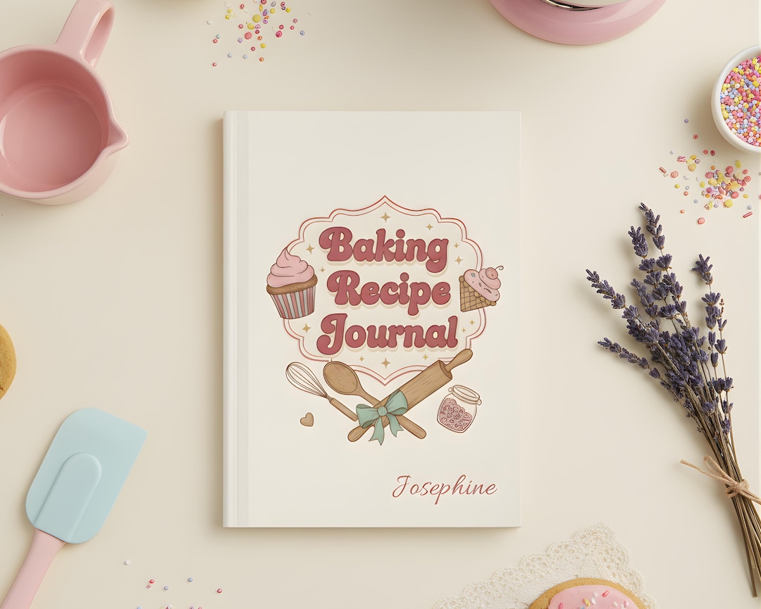 Baking Journal.pdf Personalized Baking Recipe Journal, Lined Cookbook for Bakers, Vintage ...
