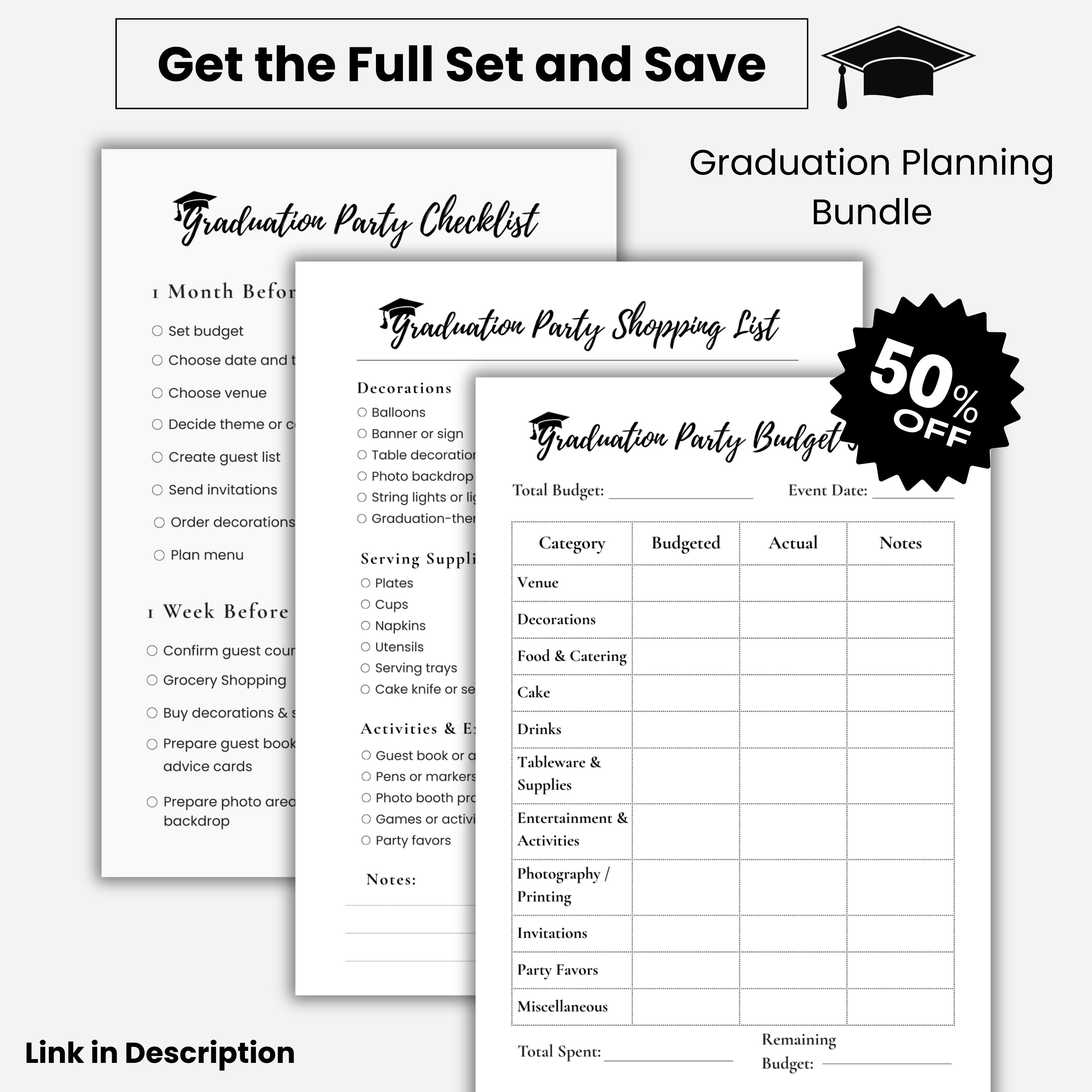 Graduation Budget Sample Graduation Party Budget Tracker Printable & Google Sheet, College Grad ...