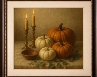 Pumpkin Still Life Art Print – Old-World Thanksgiving Decor (Digital Download)