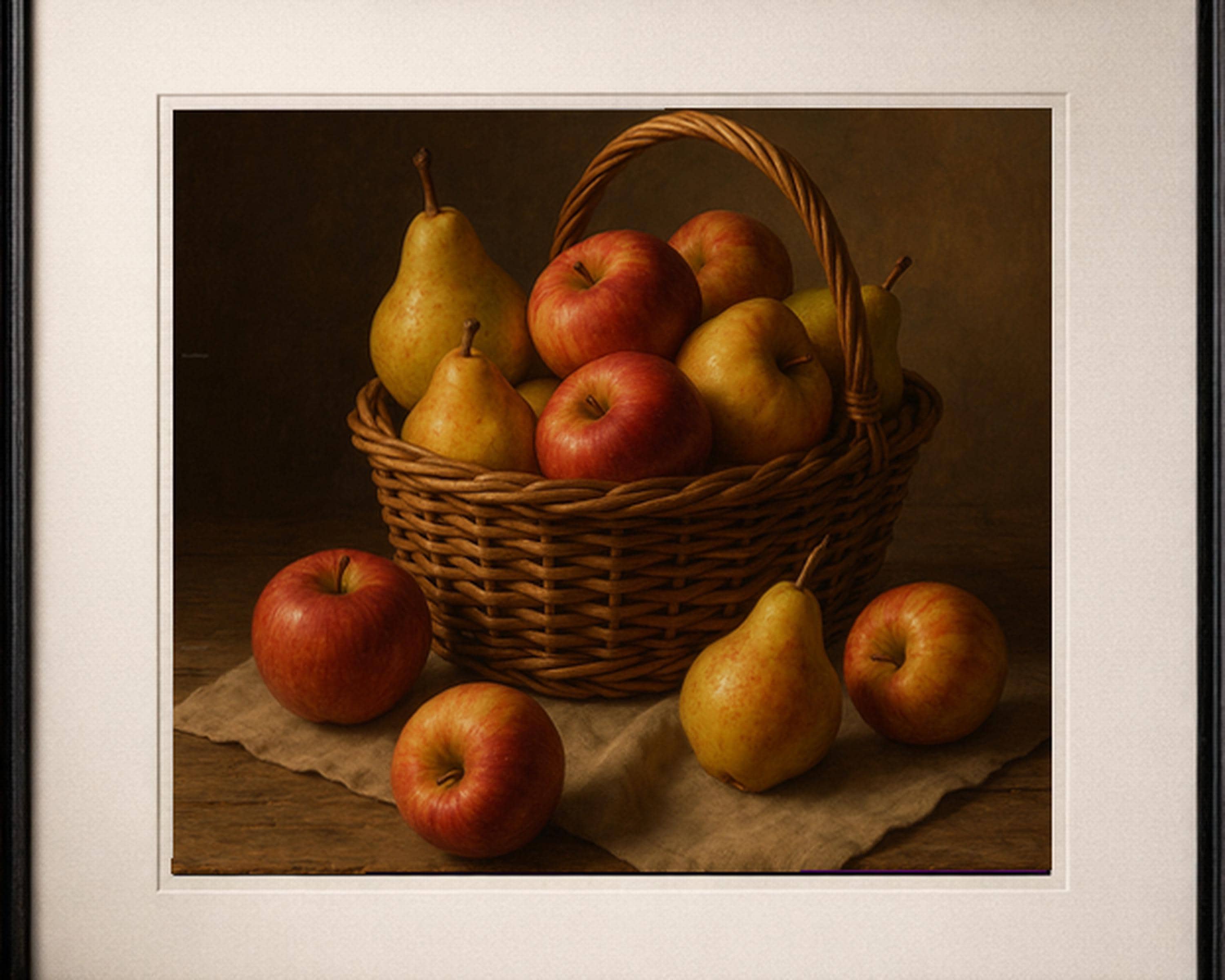 Autumn Fruit Basket Still Life Print: Rustic Old-world Style (digital ...