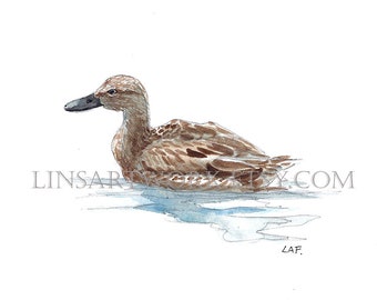 Brown Duck Print, mallard duck print,Pen and Ink Drawing of a duck,female mallard duck artwork,pen and ink art,duck prints