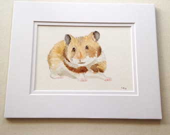Hamster art, Original rodent painting,animal paintings, Original watercolor Hamster. rodents. cute animals.