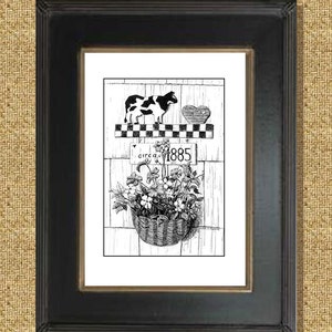 Country scene drawing, circa 1885,Original Drawing ,pen and ink drawing, &quot;Circa 1885&quot; country vignette.