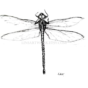 Downloadbare Dragonfly 2 Print, Dragonfly 2 print, Pen en Inkt Tekening van een libel 2, bug artwork, pen en inkt kunst, insectenprints