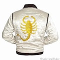 Ryan Gosling Drive Scorpion White Satin Bomber Jacket – Men Women Biker Style product logo