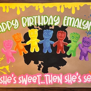 Sour Patch Custom Hand Painted Birthday Banner | Kraft Paper Party Sign | Any Age | Personalized Name Banner