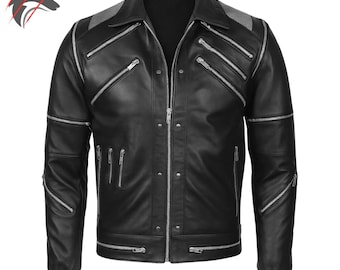 Michael Jackson Biker Leather Jacket | Pop Icon Cosplay Costume