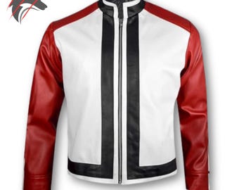 Handgjord Rock Howard-jacka — King of Fighters Cosplay-jacka i konstläder | KOF XIV-dräkt för videospel | Present till honom