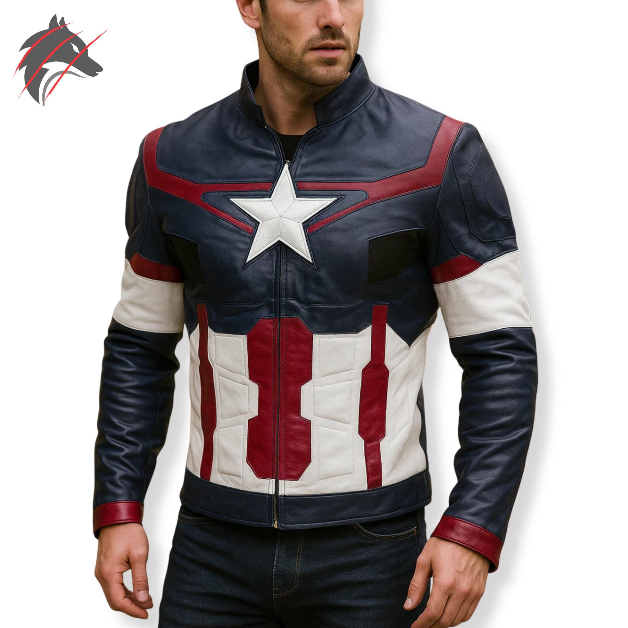 Captain america leather jacket - Etsy 日本