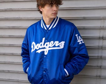 LA Dodgers Satin Bomber Jacket | Embroidered Logo Streetwear Retro Baseball Style