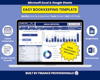 Small Business Bookkeeping Template Excel Bookkeeping Spreadsheet Business Expense Tracker Sales Tracker Accounting Template Income Tracker