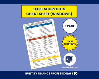 Printable Excel Shortcuts Cheat Sheet PDF Excel Shortcuts for Windows Excel Tips PDF Office Excel Shortcuts PDF Poster Digital Download