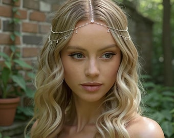 Copricapo A Catena Con Strass Di Cristallo Di Lusso, Accessori Per Capelli Etnici Da Sposa Bohémien Per Le Donne, Gioielli Da Sposa Sulla Fronte - Foto 12