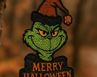 Merry Halloween Embroidery Design – Grinch Ornament Digital File for Embroidery Machines