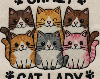 Crazy Cat Lady Machine Embroidery Design