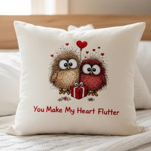You Make My Heart Flutter Machine Embroidery Design | Cute Owl Valentine Embroidery