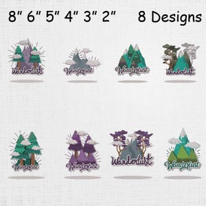 Winter Snow Tree Embroidery Set - Wanderlust Trees Machine File - Cloudy Trees Set Pattern - 8 Designs 6 Sizes