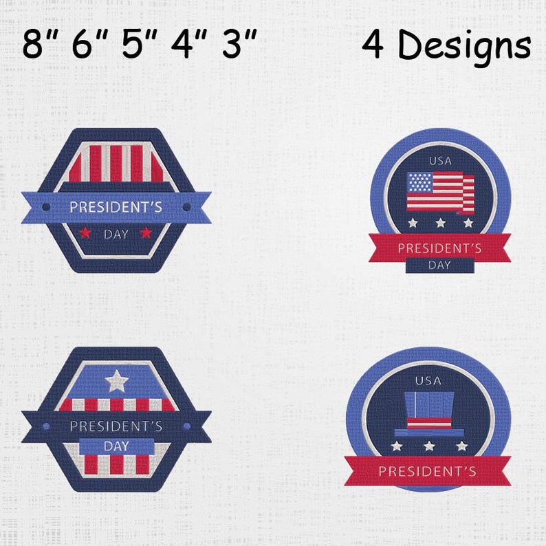 USA President Day Badges Set Embroidery - USA Flag Machine File - USA ...
