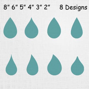 Broderiset för vattendroppar - Vattendroppe, platt stil, maskinfil - Vattendroppemönster - 8 designer, 6 storlekar