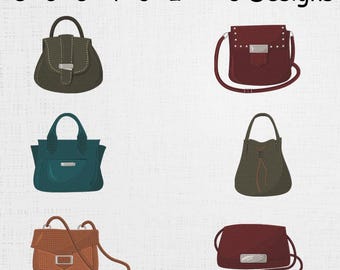 Hand Bag Set Embroidery - Women Hand Bag Pattern - Fashion Bag Machine File - 6 Designs 6 Sizes