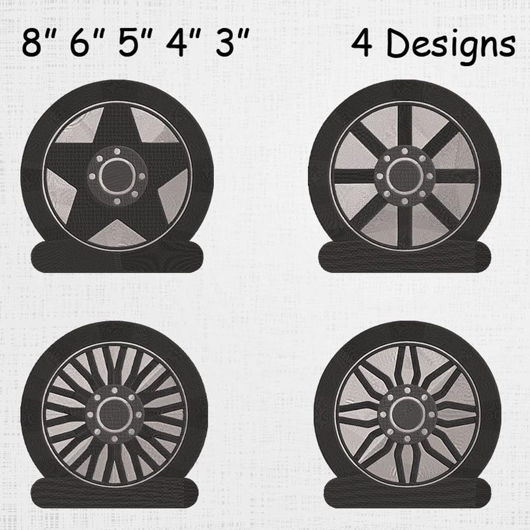 Stylish Cars Wheel Embroidery Set - Tire Rim Wheel Machine File - Wheel ...