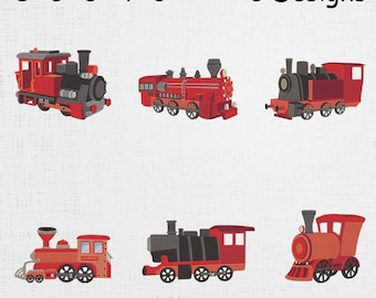 Machine Embroidery Steam Engine Eatsy Steam Train Embroidery Set - Train Engine Machine File - Vintage Train ...