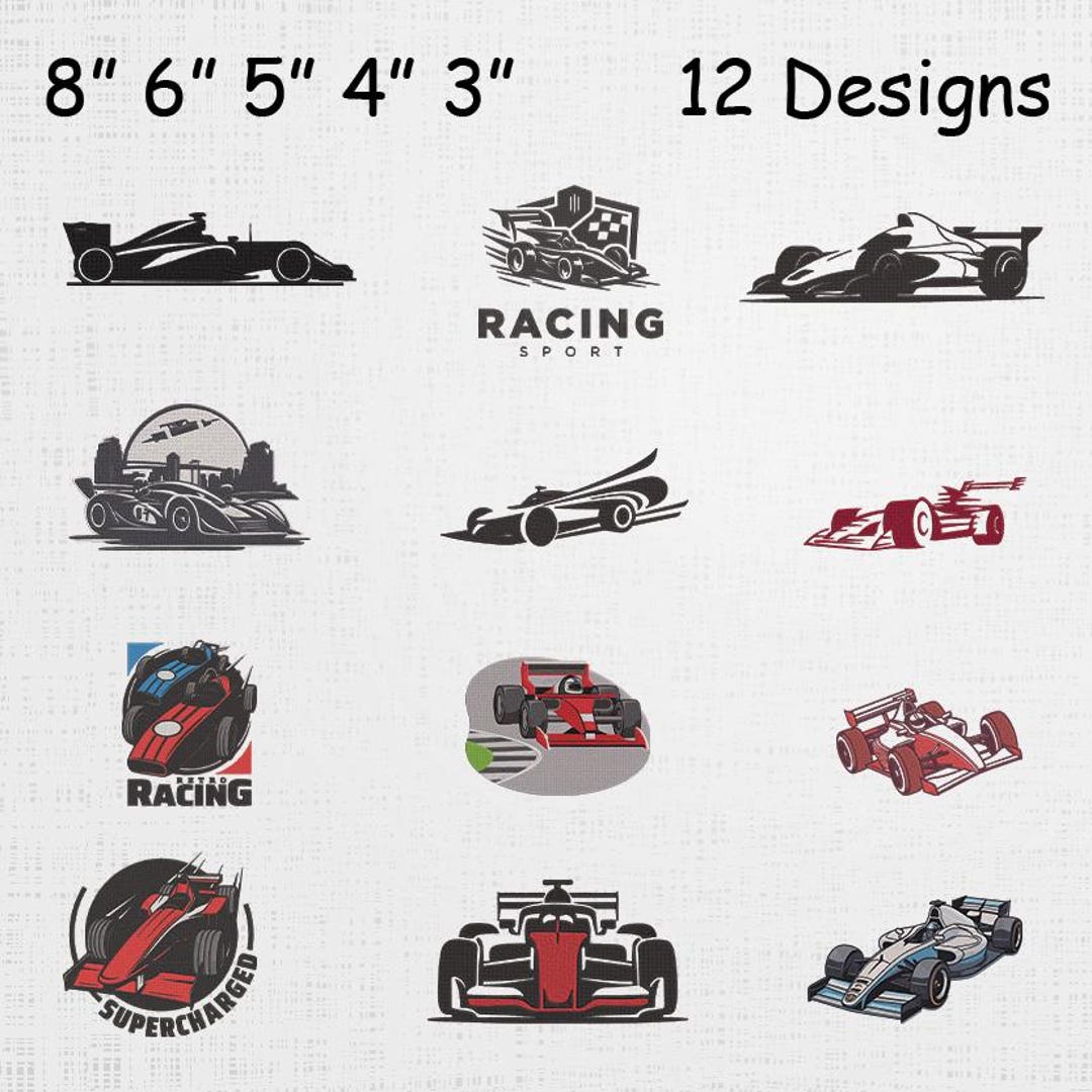 Etsy Racing Designs Formula Racing Car Embroidery Bundle - Motorsport Machine Embroidery ...