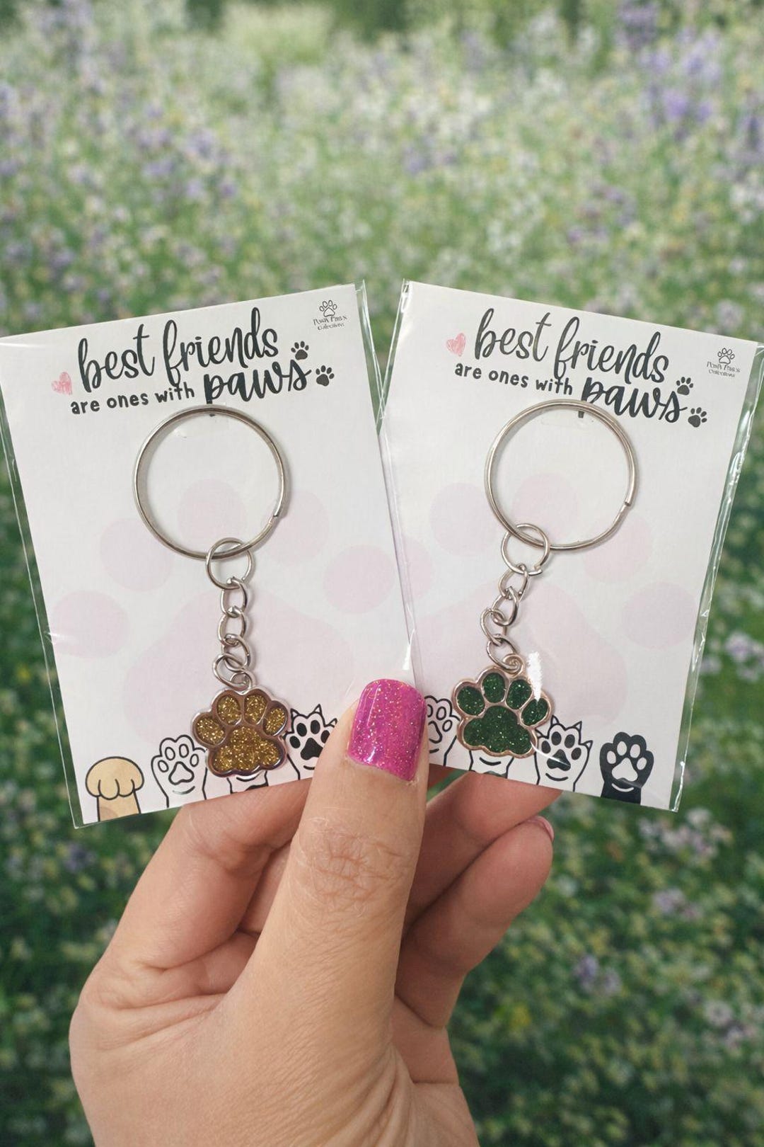 Glitter Paw Print Keychain | Pet Lover Backpack Accessory - Etsy