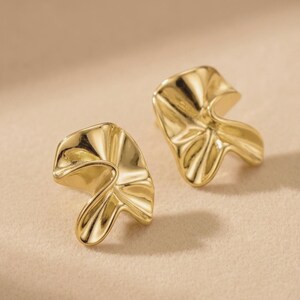 Gold Statement Earrings | Big Gold Earrings | Large Gold Stud Earrings | Chunky Gold Earring | Jewelry Gift Women | Special Occasion Jewelry