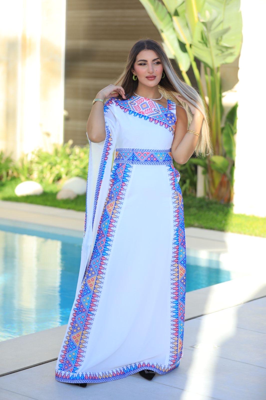 modern jordanian dress Women's Embroidered Abaya with Long Sleeves and Belt, Modern Jordanian Style Modest Fashion for Casual or Formal Events, Women's Clothes