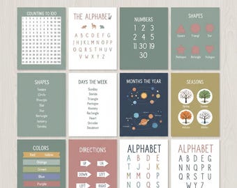 set mit 12 lehrreichen Wandbildern für Kinder