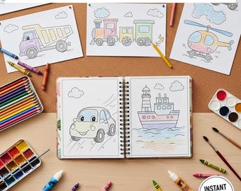 70-seitiges Fahrzeug-Malbuch für Kinder