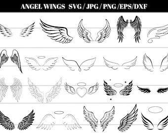 Paquete SVG de alas de ángel: archivos de corte prediseñados (PNG, DXF)
