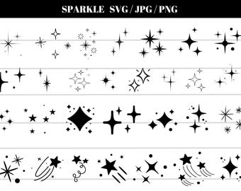 Sparkle Star SVG Bundle: Twinkle Clipart, Cut Files (Digital Download)