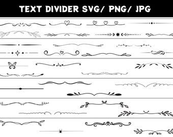 Separadores de texto con forma de corazón en formato SVG, para bodas y San Valentín (descarga digital).