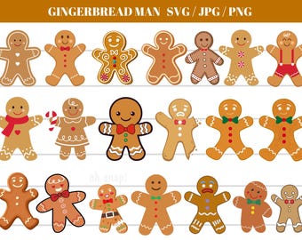 Paquete SVG de hombrecito de jengibre: Archivos de corte navideños (descarga digital)