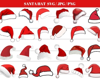 Paquete SVG de gorro de Papá Noel: Archivos de corte navideños (descarga digital)
